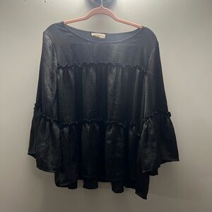 Eesome Black Ruffle Blouse